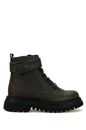 بوت / نیم بوت خاکی زنانه چرم خالص Hammer Jack - کد 136656553