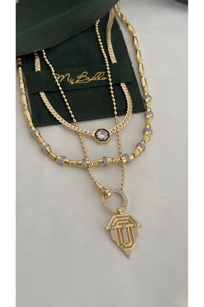 گردنبند جواهر طلائی زنانه رودیوم Brillo - کد 860986593