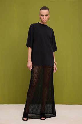 تیشرت مشکی زنانه اورسایز VATKALI - کد 823952537