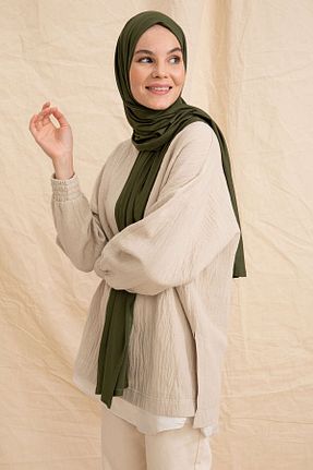 شال خاکی زنانه پنبه ای PURESCARFS - کد 849768566