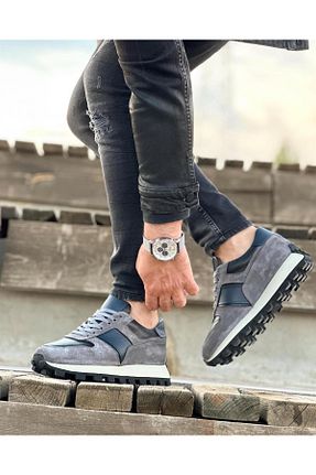کفش اسنیکر طوسی مردانه چرم اصل ByItallanoshoes - کد 769856837