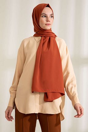 شال قهوه ای زنانه Medine İpeği PURESCARFS - کد 849617759