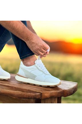 کفش اسنیکر سفید مردانه چرم اصل ByItallanoshoes - کد 849256434