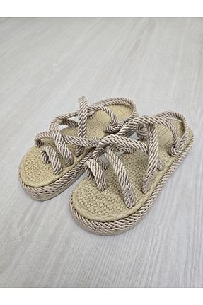 صندل بژ زنانه پاشنه تخت butik prd - کد 860997799