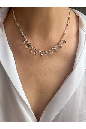 گردنبند استیل ( فولاد ) طلائی زنانه روکش نقره Esmeray Aksesuar - کد 861008772
