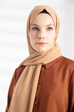 شال قهوه ای زنانه کرپ PURESCARFS - کد 859378960