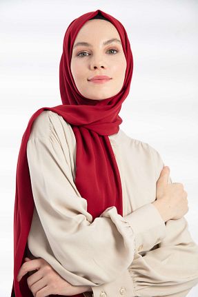 شال زرشکی زنانه کرپ PURESCARFS - کد 859370287
