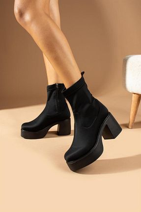 بوت / نیم بوت مشکی زنانه پاشنه ضخیم ShoeTek - کد 770507141
