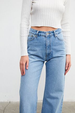 شلوار جین آبی زنانه پاچه گشاد VATKALI - کد 335461117