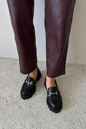کفش لوفر مشکی زنانه چرم خالص Straswans - کد 483991746