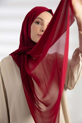 شال زرشکی زنانه شیفون PURESCARFS - کد 849768552