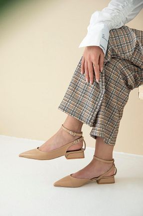 کفش پاشنه بلند کلاسیک بژ زنانه چرم مصنوعی Straswans - کد 658877241