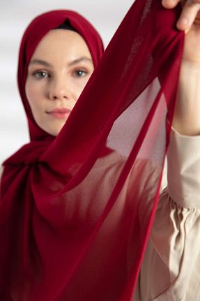 شال زرشکی زنانه شیفون PURESCARFS - کد 849768552