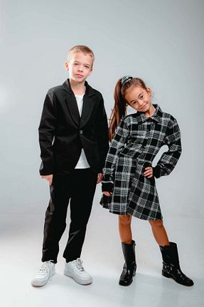 کت و شلوار مشکی بچه گانه یقه کتی rg kidsstore - کد 857353619