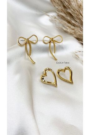 گوشواره جواهر طلائی برنجی Eylülün Takısı - کد 841640360