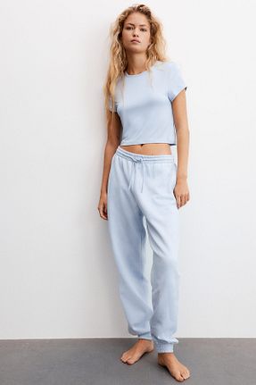 تیشرت آبی زنانه اسلیم فیت H&M - کد 858143237