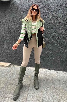ساق شلواری بژ زنانه بافتنی Eswomes - کد 779069366