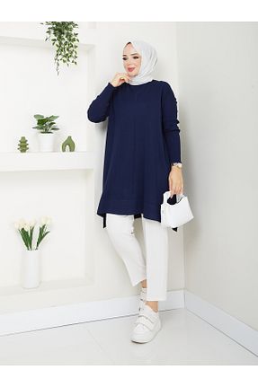 تونیک حجاب سرمه ای زنانه ویسکون MODAMÜNASİP - کد 861091571
