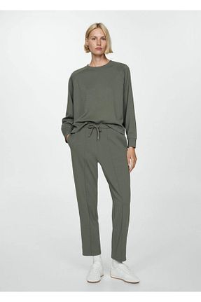 شلوار خاکی زنانه الاستین MANGO - کد 856993053