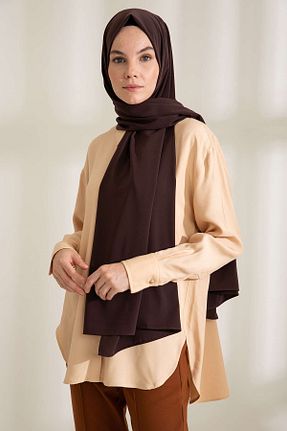 شال قهوه ای زنانه Medine İpeği PURESCARFS - کد 849617745