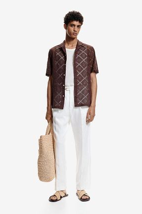 پیراهن بنفش مردانه یقه مردانه H&M - کد 859089324
