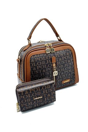 کیف دوشی قهوه ای زنانه چرم مصنوعی Just Polo - کد 65907092