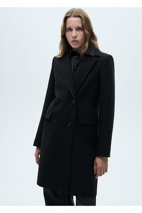 پالتو پشمی مشکی زنانه رگولار MANGO - کد 854927423