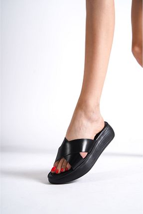 دمپائی مشکی زنانه چرم مصنوعی TRENDELLA - کد 845647461