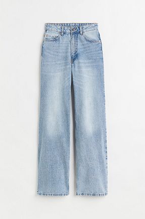 شلوار جین آبی زنانه پاچه گشاد H&M - کد 858375087