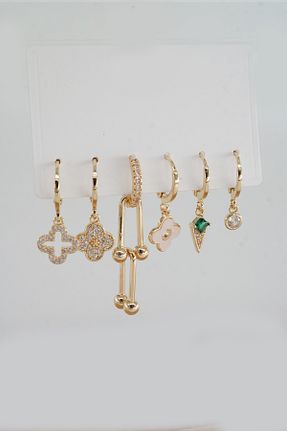 گوشواره استیل (فولاد) طلائی زنانه استیل (فولاد) By Zeyna Aksesuar - کد 761448588