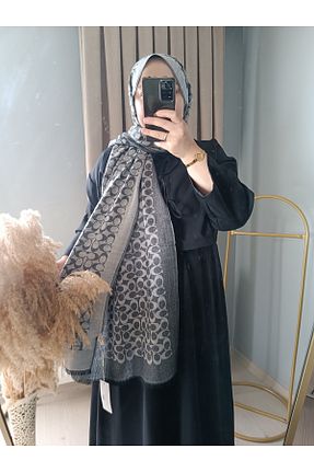 شال طوسی زنانه ابریشم Tubak - کد 861130241