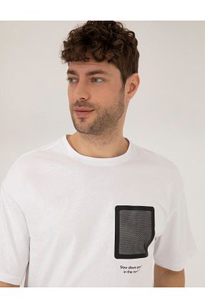 تیشرت سفید مردانه یقه دوچرخه Pierre Cardin - کد 827782159