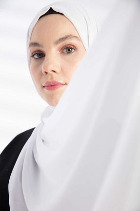 شال سفید زنانه شیفون PURESCARFS - کد 849768503