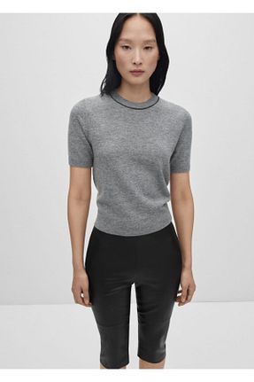پلیور طوسی زنانه ساده MANGO - کد 855612218