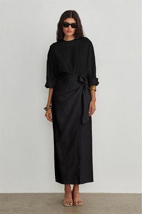 ست بالاتنه و پائین تنه مشکی زنانه بافتنی The Moda - کد 850490160