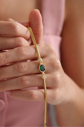 دستبند نقره طلائی زنانه 925 عیار NEREZE - کد 861193225