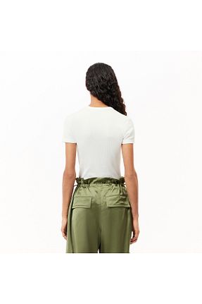 تیشرت سفید زنانه رگولار Lacoste - کد 701448519