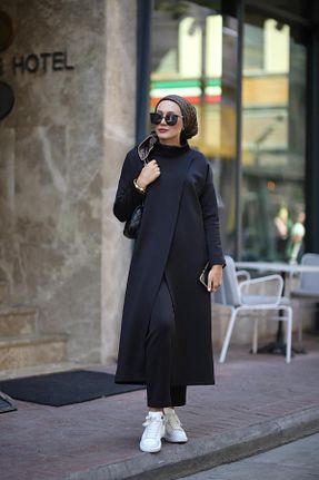 ست بالاتنه و پائین تنه حجاب مشکی زنانه Relaxed NS Moda - کد 472794831