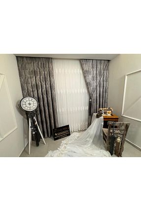 پرده زمینه طوسی پلی استر NİVEMESHOME - کد 861288182