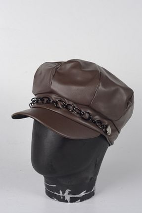 کلاه قهوه ای زنانه چرم مصنوعی mercantoptan - کد 861290421