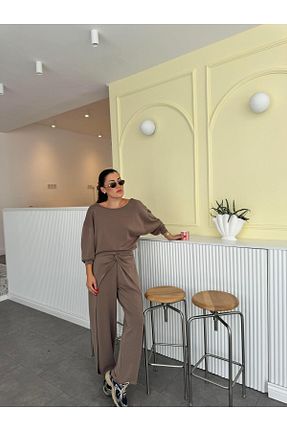 شلوار قهوه ای زنانه بافت perastore - کد 860661332