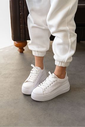 کفش اسنیکر سفید زنانه بند دار GOFFSHOES - کد 808075328
