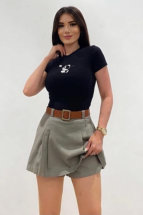 دامن خاکی زنانه پارچه Ravencia - کد 833868116