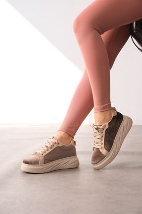 کفش اسنیکر قهوه ای زنانه بند دار GOFFSHOES - کد 816061841