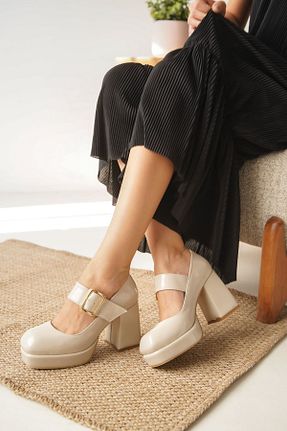 کفش پاشنه بلند کلاسیک بژ زنانه چرم GOFFSHOES - کد 854667105