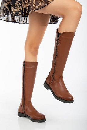 چکمه قهوه ای زنانه چرم مصنوعی SUİNS SHOES - کد 861354310