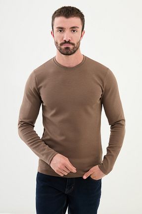 تیشرت قهوه ای مردانه اسلیم فیت Mcr - کد 861353225