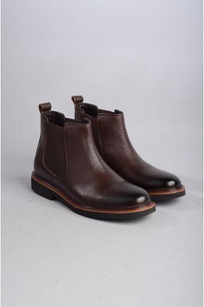 بوت / نیم بوت قهوه ای مردانه چرم خالص SEÇ KUNDURA - کد 784884806