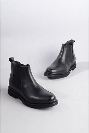بوت / نیم بوت مشکی مردانه چرم خالص SEÇ KUNDURA - کد 784884968
