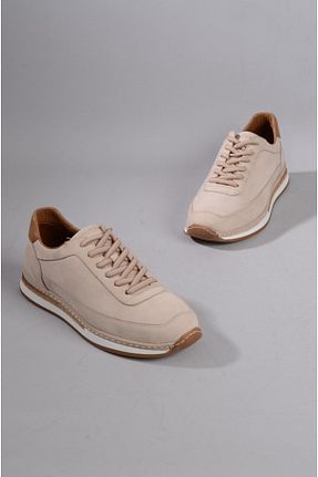 کفش کژوال بژ مردانه چرم خالص SEÇ KUNDURA - کد 734664566